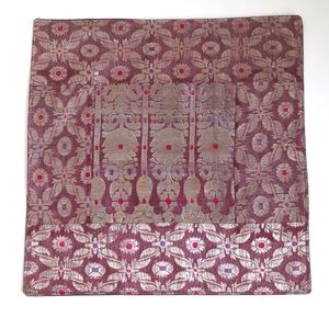 Stunning Silk Purple Metallic Patchwork Batik Pillow Sham from India 16”x16 1/2”